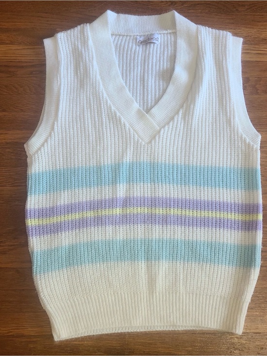 Sweaters - Vtg 90s pastel pullover sweater cardigan 16  Pastel academia twee tennis preppy